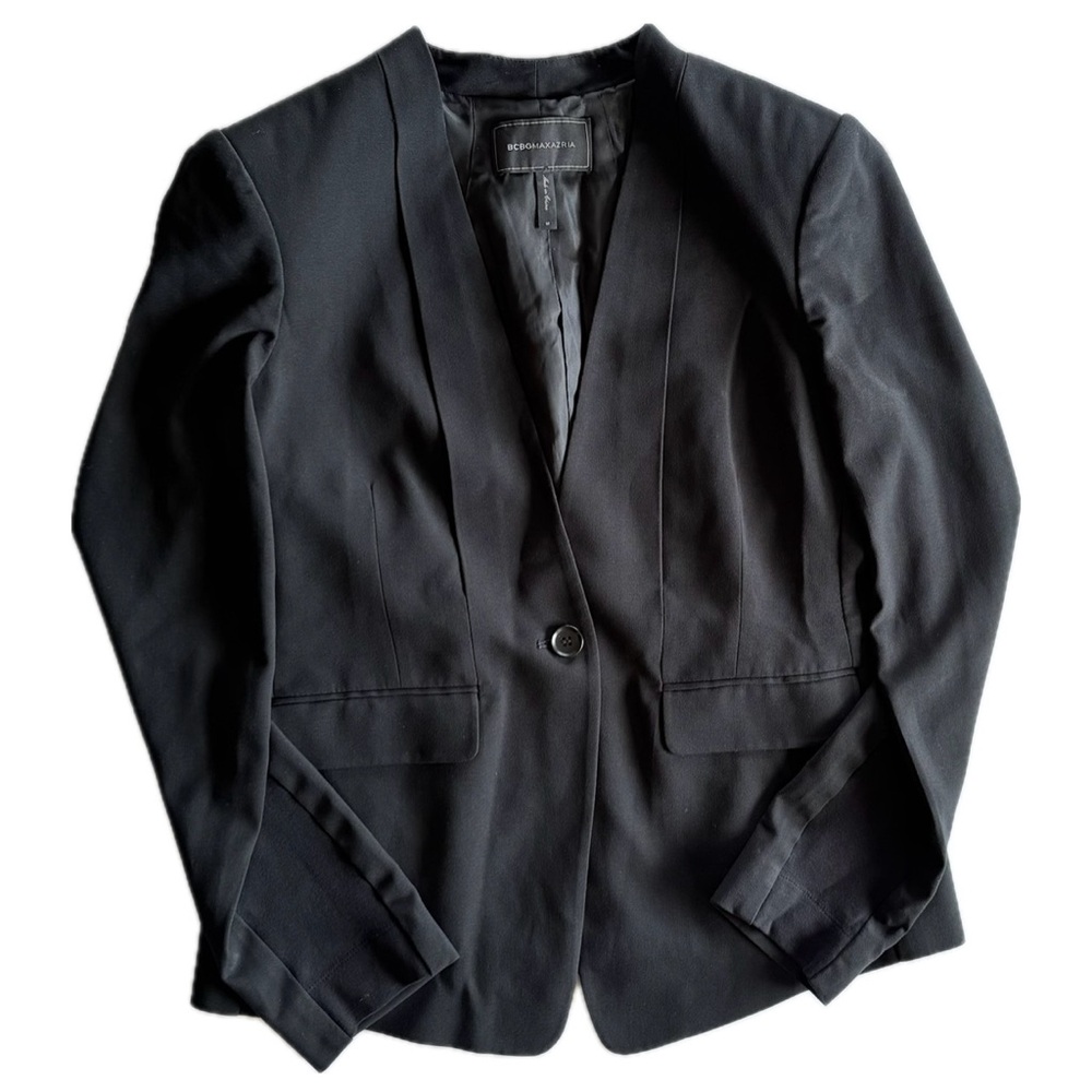 BCBGMAXAZRIA Tailored Designer Lined Classic Black Blazer Women’s Quiet Luxury